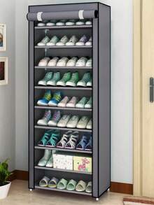 1pc Covered Dust-Proof Shoe Rack, Storage Shelf, Space Saving, Sturdy, Fashionable, Easy To Assemble And Disassemble, Portable, Suitable For Living Room, Bedroom, Entryway, Office, Home, Multi-Layer Storage, Holiday Gift, Christmas Gift, Children's Gift