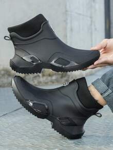 1 Paar Herren rutschfeste und warme Regenstiefel, PVC-Kurztübler, mit Futter wasserdichte Schuhe für Outdoor, Strand, Garten, Gartenarbeit, Wandern, ganzjährig
