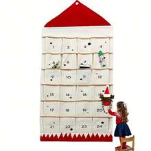 1 pieza Calendario de cuenta regresiva navideño con 24 bolsillos de almacenamiento, una bolsa colgante de almacenamiento para el dormitorio, la habitación del bebé, bolsas de almacenamiento decorativas para el dormitorio, la habitación del bebé, suministros de organización del hogar, accesorios para el dormitorio y decoraciones navideñas para el dormitorio, la habitación del bebé. - Multicolor - Ver 6