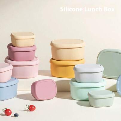 Microwave- Small Oval Lunch Box With Lid, Heatproof Meal Prep Container, Suitable For Office Workers