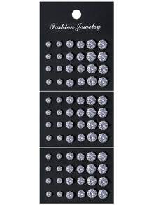 72/48/24pcs Set Stylish Minimalist Sparkling Rhinestone Stud Earrings, Unisex Couples Earring Jewelry Set, Party/Date/Gift, Suitable For All Year Round