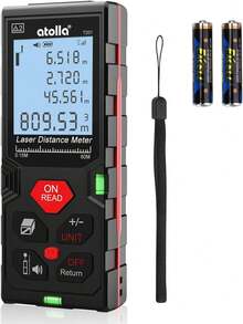 ATOLLA Telémetro Láser 60m Medidor Láser de Distancia Pantalla Retroiluminada LCD con Función de Alenamiento de Datos M \/ In \/ Ft, Puede medir pitagórico, área y volumen, Alta Precisión ±2 mm, Protección IP54 - negro - Ver 1