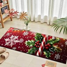 Felpudo con tema navideño, de poliéster, alfombra decorativa para el piso adecuada para la entrada del hogar, sala de estar, dormitorio y cocina