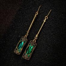 Fashion Geometric Earrings Vintage Pattern Green/Blue Rhinestone Zirconia Earrings For Women Jewelry Accessories Birthday/Halloween/Holiday Gifts Everyday Jewelry, Elegant Accessory - 綠色 - 查看 7