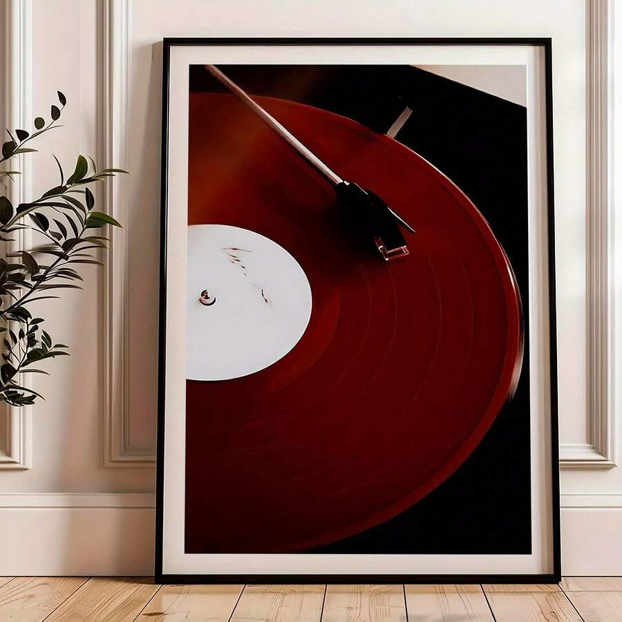 [Áp phích nhạc cổ điển] 1 tấm áp phích nhạc không khung hiện đại tối giản - Nghệ thuật đĩa than màu đỏ tía đậm, in màu rực rỡ, chất liệu bền - Tranh in trên vải dành cho người yêu âm nhạc và người đam mê âm thanh cổ điển, nghệ thuật treo tường âm nhạc, tác phẩm nghệ thuật phòng ngủ, phòng khách, trang trí văn phòng tại nhà - Nhiều màu - Xem 1
