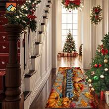 1 buc. Covoraș antiderapant cu model de curcan și dovleac de toamnă pentru Ziua Recunoștinței, covoraș antiderapant din fibră super, potrivit pentru decorarea petrecerilor de sărbători, bucătărie, baie, sufragerie, dormitor, poate fi oferit cadou de Ziua Recunoștinței