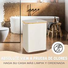 175L Cesta para Ropa Plegable con 3 Compartimentos, ultifunción Cestos para Lavandería Organizadores de Ropa Sucia Clasificador de Cestas con Asas, para Dormitorio, Cuarto de Baño(Negro) - blanco - Ver 7