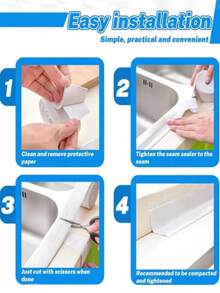 1卷3.8厘米宽白色地板密封胶带，防水防霉，适用于厨房、浴室、卫生间、家居装饰，易于使用，适合家居装饰、春季装饰、生日、毕业礼物、浴室配件、浴室工具 - 白色 - 查看 11