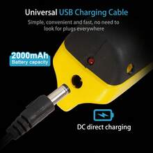 مقص كهربائي SNUOK سعة 2000 مللي أمبير، شفرات من الفولاذ المقاوم للصدأ للأقمشة والورق والجلد، أداة DIY لاسلكية، بطارية ليثيوم أيون 3.7 فولت، شحن عبر USB (لا يشمل محول)، يمكن الاستخدام أثناء الشحن - أصفر - مشاهدة 9