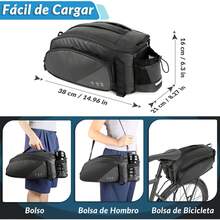 Bolsa Trasera para Bicicleta, Alforja Mochila Impermeable Reflectante para Parrilla de Bicicleta Ciclismo, Bolsa de Transporte para Maletero de Bicicleta Accesorios para Bicicleta (12L) - 9,5 litros - Ver 11
