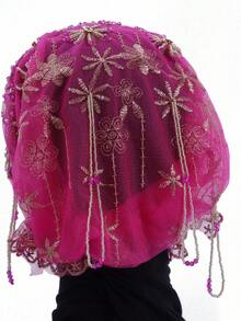 1 pieza Pañuelo de cabeza de mujer de unicolor de alta calidad, nuevo pañuelo de moda musulmana con borlas de cuentas hechas a mano