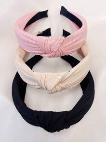 3pcs/Set Women Knotted Simple Solid Color Fabric Headbands, Suitable For Daily Outdoor Use Hairband Hair Hoop
