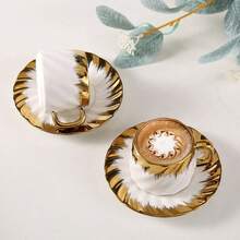 90ml/3.16oz Coffee Cup & Saucer Set, Suitable For Drinking Espresso Or Turkish Coffee