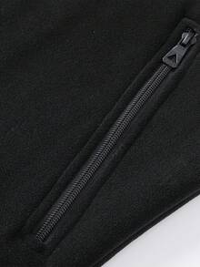 男士保暖内衬拉链背心，无袖户外休闲冬季背心，带拉链口袋，适合徒步、露营、街头穿搭叠穿，黑色 - 黑色 - 查看 11