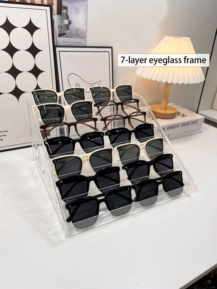 1pc 3/4/5/6/7 Tier Multifunctional Eyeglasses Display Rack, Fashion Glasses Storage Box, Transparent Fashion Glasses Holder Stand, Makeup Organizer, Christmas Decor, Mother's Day Gift - Transparent - View 2