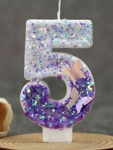 1支0-9紫色和白色双蝴蝶闪光数字生日蜡烛，手工创意DIY生日蛋糕蜡烛，生日蛋糕蜡烛装饰派对周年纪念庆祝烘焙用品派对和节日装饰，女孩一周岁生日庆祝蜡烛 - 彩色 - 查看 20