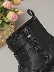 1 par de botas de moda lindas para niños y niñas, botas cálidas para exteriores, botas casuales para niños pequeños, botas para todas las estaciones