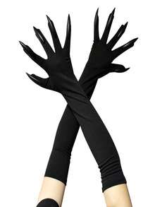 1 chiếc găng tay móng vuốt Halloween, phụ kiện trang phục móng vuốt đen, găng tay móng vuốt dài kinh dị, phụ kiện cosplay Halloween, găng tay móng vuốt mùa hè - Móng tay dài - Xem 3