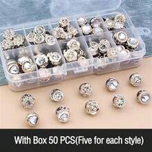 10/50 件女式衬衫胸针纽扣，带收纳盒，可拆卸无缝纽扣别针，安全迷你胸针，适用于女式毛衣、披肩、连衣裙、婚礼 DIY 项目（款式随机）