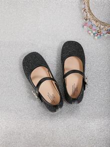 1 Pair Glitter Bow Decor Mary Jane Flat Shoes For Girls, Versatile For Spring/Summer/Fall, Suitable For Daily Wear, Performance, Wedding, Party - Black - View 8