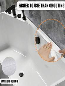 1卷3.8厘米宽白色地板密封胶带，防水防霉，适用于厨房、浴室、卫生间、家居装饰，易于使用，适合家居装饰、春季装饰、生日、毕业礼物、浴室配件、浴室工具 - 白色 - 查看 10