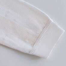 新生儿条纹简约英文字母刺绣前扣连体衣，婴儿长袖连体衣 - 杏色 - 查看 8