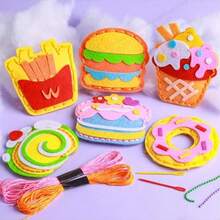 3pcs Cute Food Themed DIY Sewing Kits - Colorful Cupcake, Hamburger, Lollipop And Donut Designs With Embroidery Details - Great For Beginners, Birthday Gifts And Crafty Friendships, Easy Sewing Crafts | Playful Design | Beginner Friendly - Multicolor - View 3