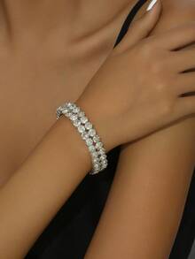 3 件套时尚性感多层水钻项链、耳环、手链、新娘珠宝配饰、短项链、圣诞礼物