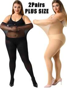 2 đôi tất nữ cỡ lớn 20 D phong cách tối giản gợi cảm, quần tất màu đen và màu mơ, quần bó nữ mỏng nhẹ, thích hợp mặc hàng ngày và đi làm, trang trí Halloween và Giáng sinh, hoàn hảo cho mọi dịp, ấm cúng - Nhiều màu - Xem 2