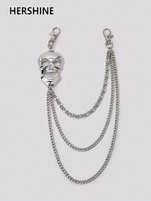 Hershine Wielowarstwowy metalowy łańcuch do spodni punkrockowych z nitami, kolcami i czaszką, personalizowany dodatek modowy dla kobiet, odpowiedni na imprezę, Halloween i Boże Narodzenie. Idealny prezent dla rodziny i przyjaciół na Boże Narodzenie, Halloween i Święto Dziękczynienia.