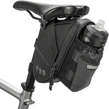 Bolsa para Bicicleta Con Soporte Botella, Impermeable Bolsa de Asiento Sillín para Bicicletas, Reflectante y Gran capacidad Soporte para Botella de Agua con Gancho Trasero para Ciclismo - Poliuretano (PU) - Ver 13