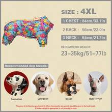舒适狗狗连体衣，狗狗睡衣，狗狗恢复服，超柔软且有弹性，防舔，适合中小型和大型犬品种的宠物睡衣，适合狗狗换毛，俏皮怪物彩色印花图案，S-6XL - 彩色 - 查看 17