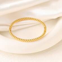 1pc Minimalist Vintage Spherical Bamboo Knot Stainless Steel Gold Bracelet, Women's Everyday Accessory, Gift For Girls, Ladies, Relatives, Friends, Birthday, Valentine's Day