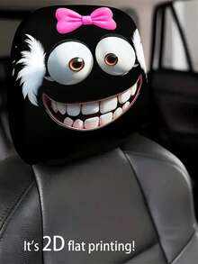 1 pieza/2 piezas Funda para reposacabezas de coche con estampado de ojos grandes y lazo rosa, adecuada para viajes de larga distancia, lavable y duradera, funda de asiento de moda para hombres y mujeres, apta para sedanes, camiones y SUV, fácil de instalar, regalo perfecto para Halloween/Navidad - Multicolor - Ver 6