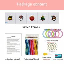 Christmas Series DIY Cross Stitch Kit | Keychain Pendant Craft Set (5pcs/3pcs Options) Includes Embroidery Hoop, Needles & Threads, 11CT Printed Fabric | Christmas Gift Decoration Pack 5pcs Printed Card Set Includes 11CT Embroidery Fabric, Needles & Threads, Christmas Decor Pendant, Handmade Gift