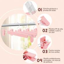 20 Perchas,Ganchos de Pantalon Rosa, Ganchos para Pantalones 360 °   y Diseño Antideslizante, Resistentes para Pantalones, Faldas y Ropa Pesada, Ideales para Clóset en Casa (Rosa) - rosa - Ver 4
