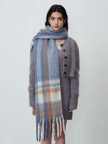 1 szt. damski, kolorowy, pasiasty, elegancki, uniwersalny szalik/ocieplacz na szyję z poliestru, wygodny i przyjazny dla skóry, do noszenia w pomieszczeniach i na zewnątrz, jesień/zima