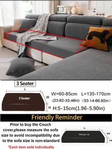 1 pieza Funda de sofá de estilo bohemio de unicolor, funda de sofá antideslizante y antirasguños, decoración del hogar para sofá de 1/2/3/4 plazas, lavable a máquina, para todas las estaciones - Gris Oscuro - Ver 13