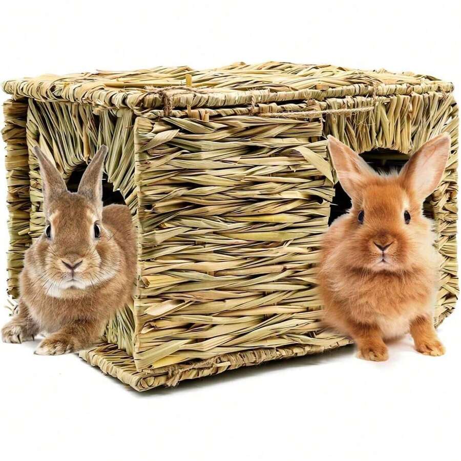 Large Woven Rabbit Nest, Handmade Foldable Hide-Away House, Suitable For Guinea Pigs, Rabbits, Ferrets, Breathable Play Bed