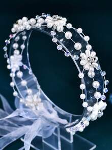 1 Stück Blumen Perlen & Strass Haarband, elegantes Braut Haaraccessoire, geeignet für Hochzeit, Alltag, Ball, Halloween, Weihnachten