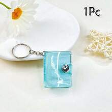 16pcs 1-Inch Glitter White Mini Photo Album Keychain, Minimalist & Elegant Student ID/Card Holder Photo Album - Clear - View 17
