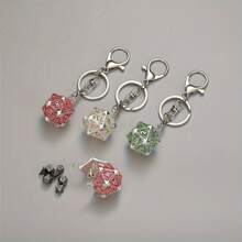 7pcs D20 Metal Dice Set With Hollow Box - Portable Fashionable Keychain Mini Dice, Available In Blue, Red, Purple, Suitable For Role-Playing Games, Ideal For Birthday And Christmas Gifts, Also As RPG Accessories - Multicolor - View 2