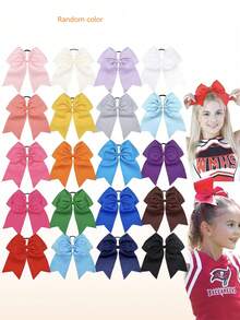 6pcs/20pcs Large Cheer Bow Scrunchies, Grosgrain Ribbon Cheer Bows Elastic Hair Ties Suitable For Students, College Students, Teenagers, Advanced Cheerleaders - Multicolor - View 15