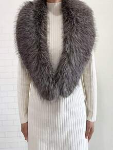 1. Faux Fur Collar & Cuff Set, Warm Faux Fur Scarf, Fluffy Oversized Furry Shawl Wrap For Women In Winter, Suitable For Dresses, Christmas Decoration - Multicolor - View 19