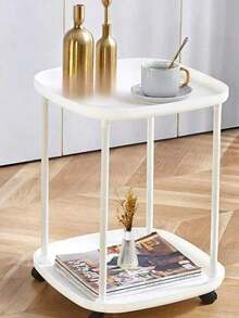 1pc Modern Minimalist Creative Coffee Table, 2-Tier/3-Tier Storage Nightstand, Suitable For Living Room, Bedside, Bedroom And Office, Milk & Oil Style Coffee Table, Easy Assembly