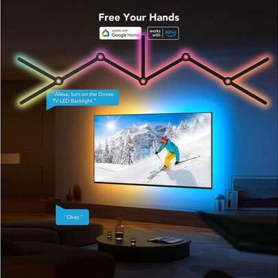 6/9/12 Channels Smart RGB Sound Activated Color Changing LED Lights With 16 Million Color Options; DIY Your Own Room Decor Lights With Bluetooth Voice Mode Control; Bedroom Mood, Esports Sound Activated Rhythm; Ambient Lighting For Exhibition Stands With No Blind Spots; Suitable For Bedroom Decoration Room Accessories, Gaming Room.