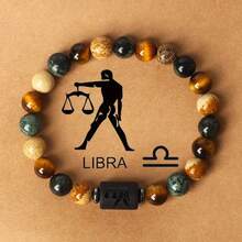 12 Zodiac Signs Natural Stone Beaded Tiger Eye & Picture Stone Bracelet - Bracelet - View 4