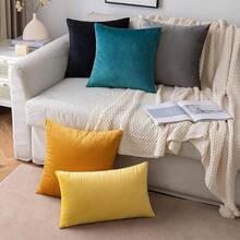 2 PCS Fundas De Almohada Cuadradas De Terciopelo Suave, 45 x45 cm Fundas De Cojines Decorativos De Otoño, para Decoración del Hogar Sofá, Sillón, Navidad,ogar de Campo - Amarillo - Ver 8