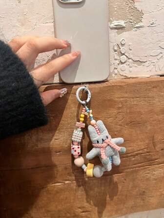 Cute Rabbit Pendant, Cartoon Animal Keychain, Backpack Hanging Decor, Fashion Accessory, Phone Charm