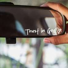 1pc White Bible Church Mirror Sticker - Trust In God, Faith Hope In Love, Self-Adhesive Shiny Look, Religious Gift For Teachers, "Trust In God" With Heart Pattern - Christian Church Decoration For Church, Home - White - View 2